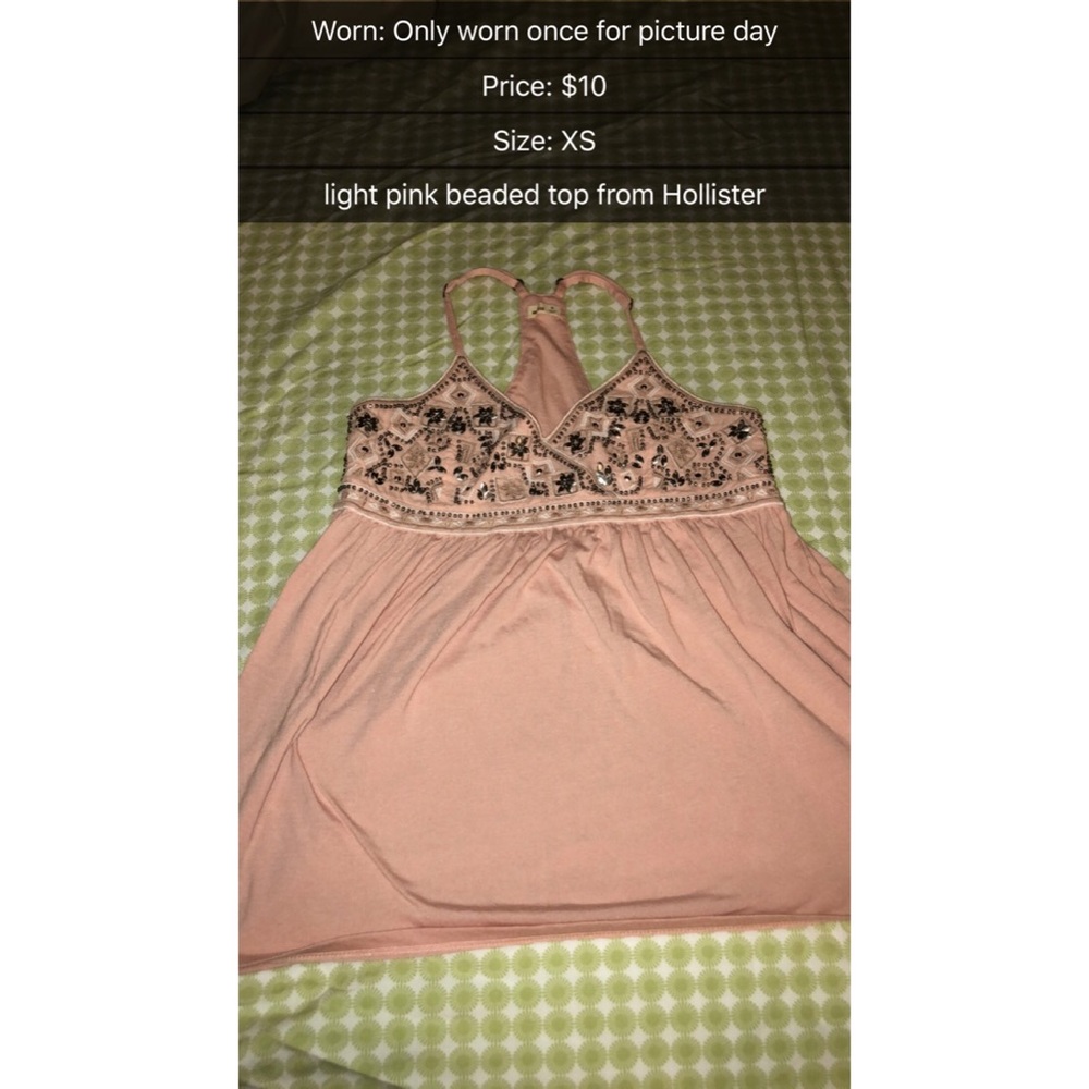 Light pink cross back beaded tee